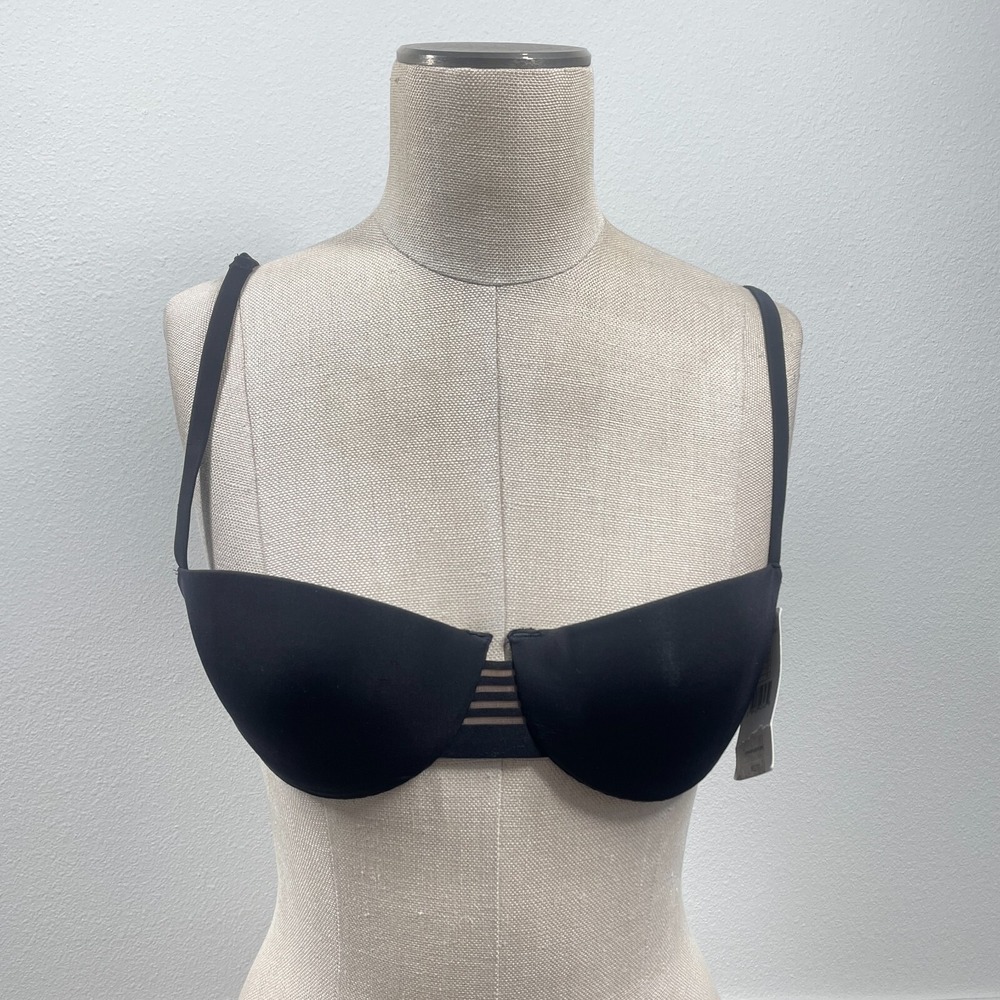 Le Mystere Bra Women‎ 32B Black Second Skin Convertible Demi Lined Underwire